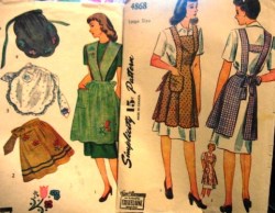 4868 1837 1940S 2 APRON FULL-1/2 SETS PATTERN MED,LG